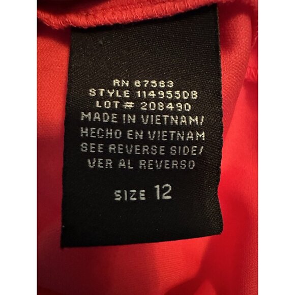 SLNY Dress Sz 12 Raspberry Pink Rhinestone Chiffon Tiered Sleeveless Sheath - Picture 11 of 11